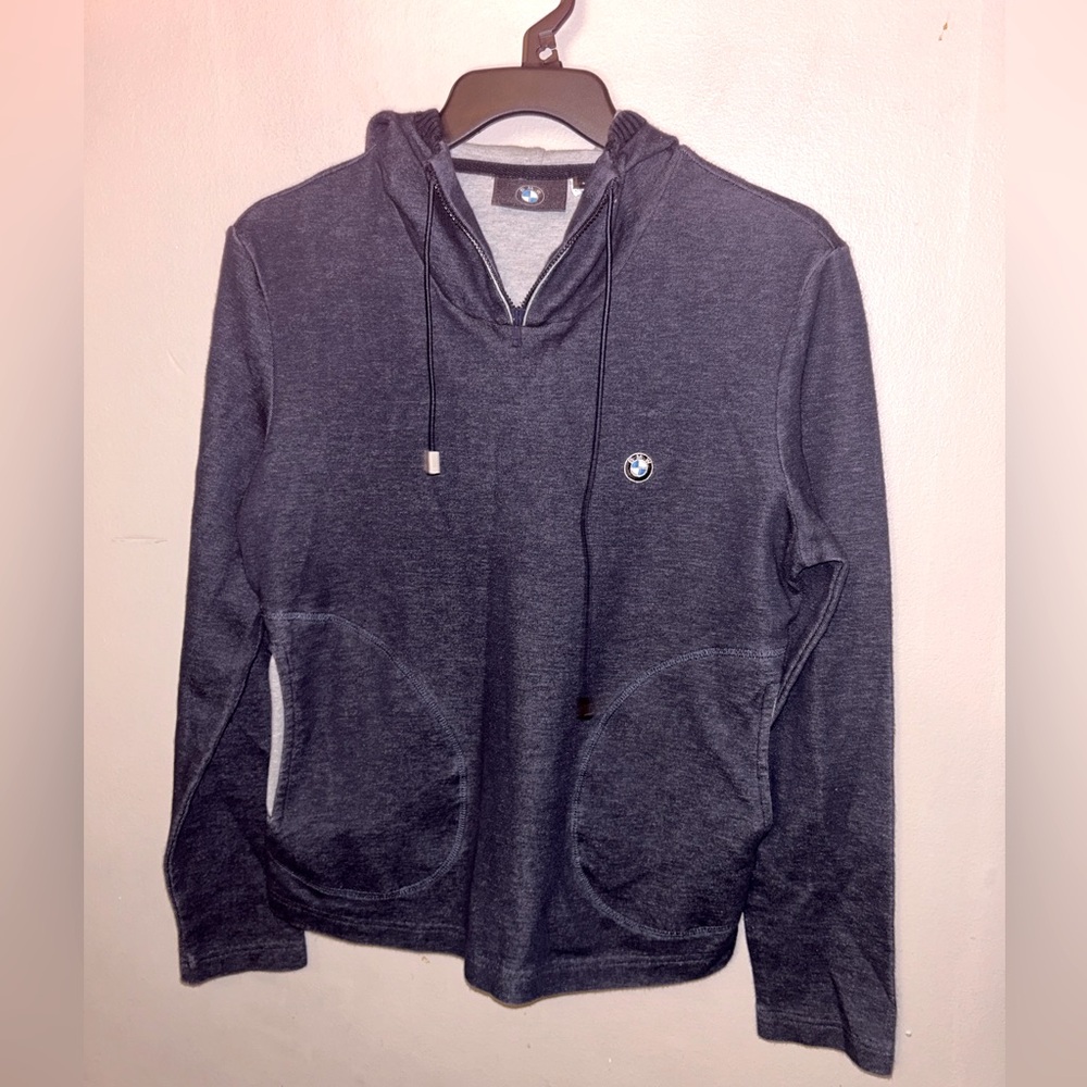 BMW Blue Sweatshirt Hoodie  - Fitted Popover w/Pockets
